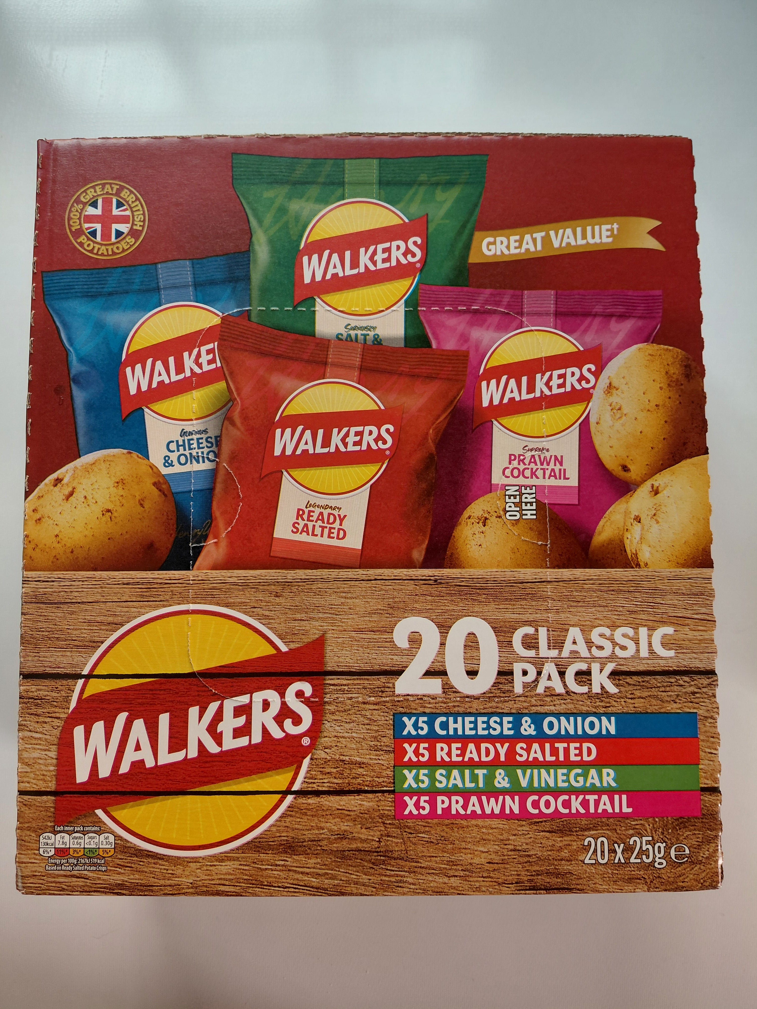 Walkers Classic Variety Pack Crisps – 20 x 25g