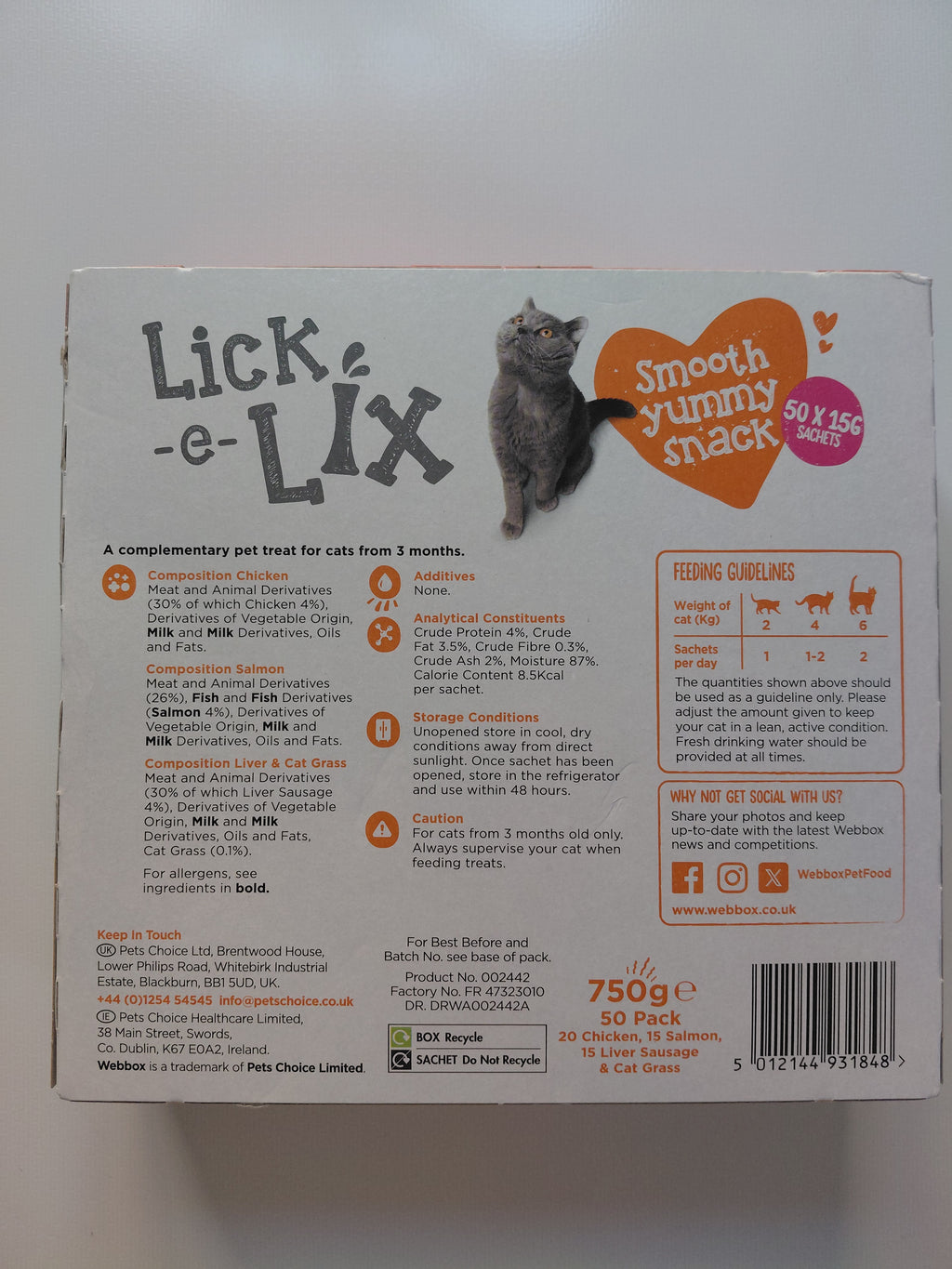 Webbox Lick-e-Lix Cat Treats Mega Pack – 50 × 15g