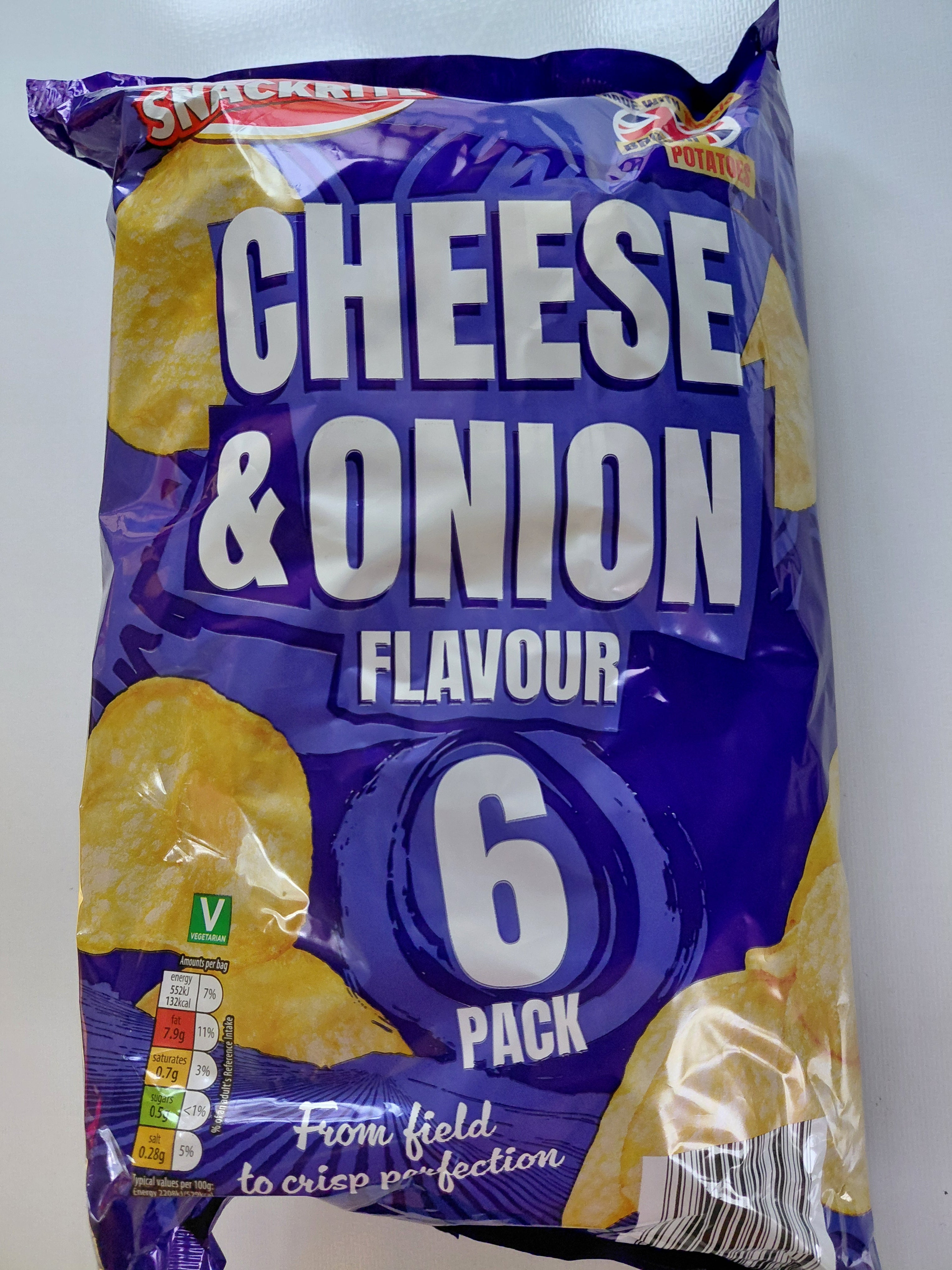 Cheese & Onion Flavour Crisps – 6 Pack