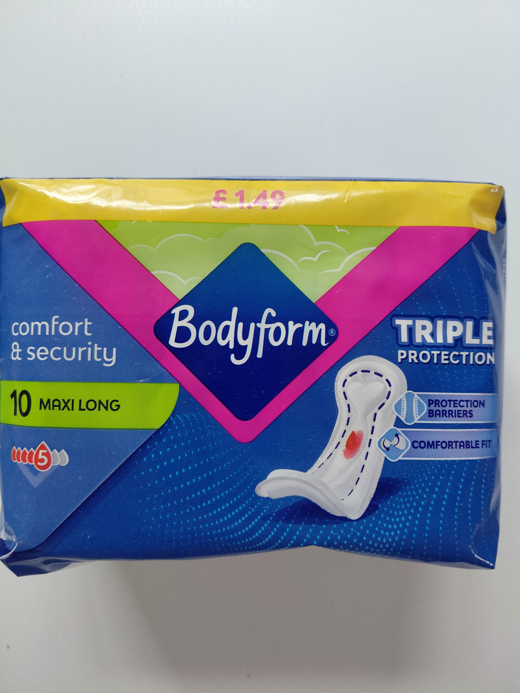 Bodyform Maxi Long Triple Protection Sanitary Pads – 10 Pack