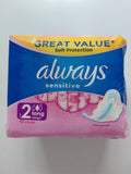 Always Sensitive Unscented Sanitary Pads