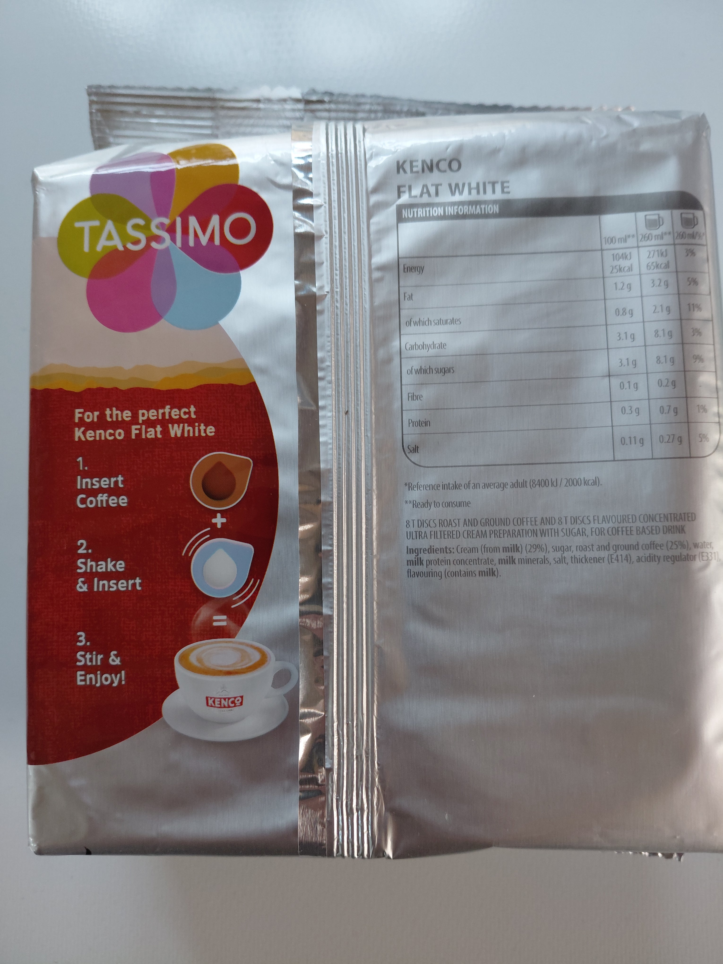 Kenco Tassimo Flat White Coffee Pods – 8 Drinks