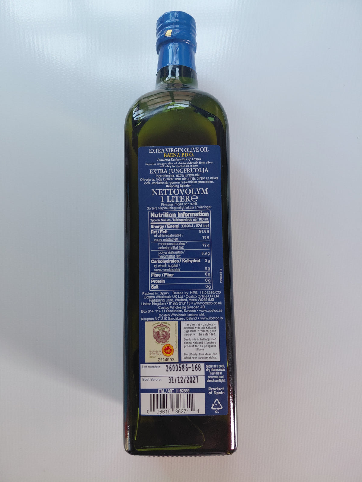 Kirkland Signature Baena P.D.O. Extra Virgin Olive Oil 1L