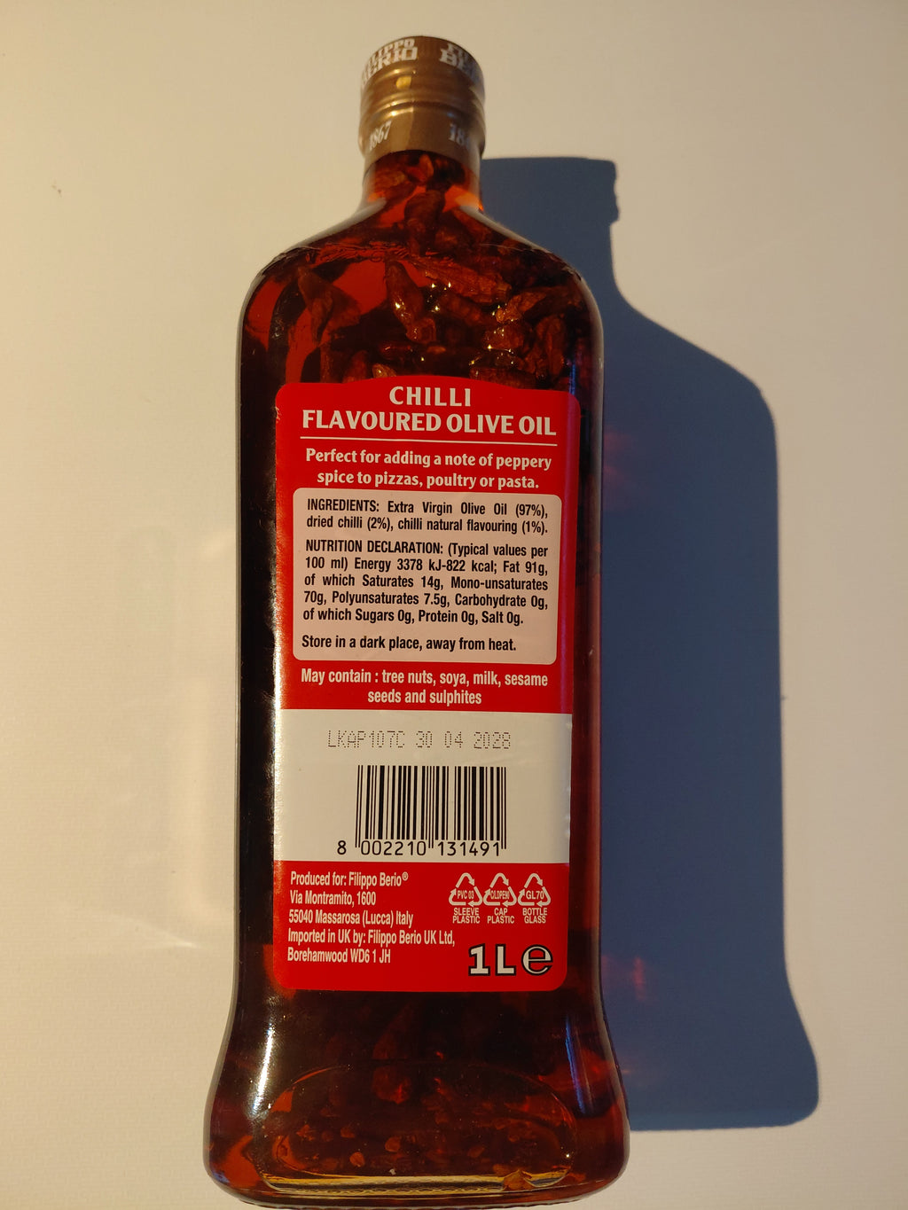 Filippo Berio Chilli Flavoured Olive Oil 1L
